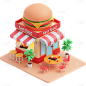 餐厅门店汉堡快餐立体3D贴纸