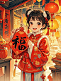 福气满满 #夏日滤镜 #画出你心目中的中国风女孩 #治愈系插画 #过年氛围提前拉满 #寻找身边的年味 #当然这样跨福年 #扑捉身边的年味 #红包 #红包封面 #微信红包封面 - 小红书