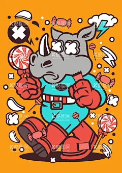 编号：13593610192219191389【酷图网】源文件下载-卡通犀牛开心