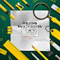 Welcome Back to school template with school’s supplies_Yestone邑