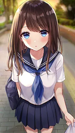 动漫乖巧制服少女手机壁纸