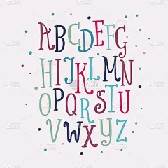 复古颜色的一套有趣的字母孤立