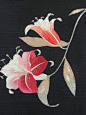 Fabulous Lily Embroidery Vintage Nagoya Obi Bolt: 
