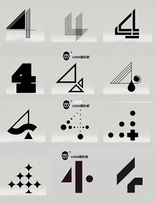 灵感采集4️⃣99个数字4元素图形logo设计分享-花瓣网