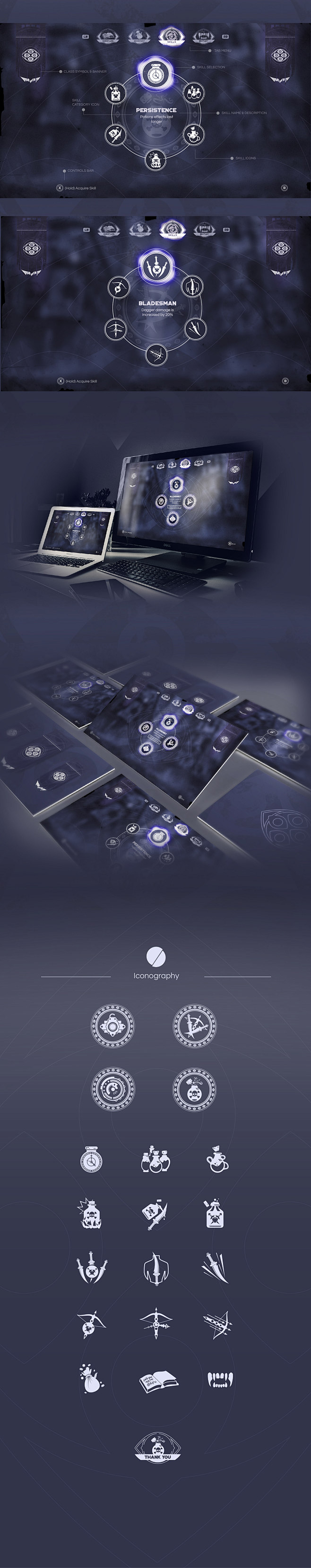 UI - Skill Tree Menu : Concept for a video game skill tree menu. It ...