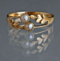 EDWARDIAN Laureate Ring in Gold & Pearl "A delicate ring symbolising honour & friendship." British, c1905