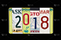 2018年写有美国牌照，黑色石板背景
