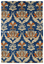 现代美式风格蓝色花纹地毯贴图