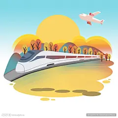 秋天旅游季动车高铁旅行