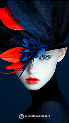 手机壁纸#D448丨花朵红唇女郎 - 小红书