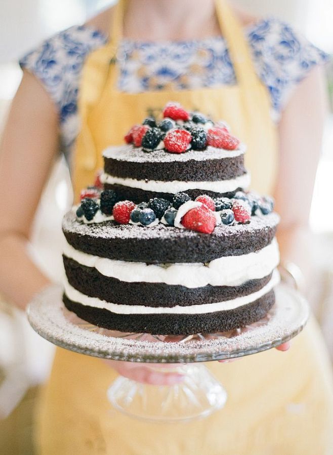 裸蛋糕,水果婚礼蛋糕,