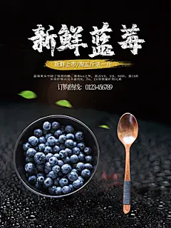 新鲜水果蓝莓海报