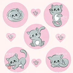 卡通猫  - 源文件下载【酷图网】猫,猫插画,卡通猫,可爱猫,可爱小猫,小猫插画,小猫,素材,元素,插画,插图,矢量,图片,猫图案,小猫图案,印花,治愈,可爱,萌,软萌,海报素材,背景,动物,小动物,卖萌,手绘,童装图案,简笔画,Q版,猫咪,猫元素,猫素材,卡通猫咪,卡通形象,花猫,灰猫,黑猫,猫爪,爪印,玩耍,乖巧,爱心,红心,