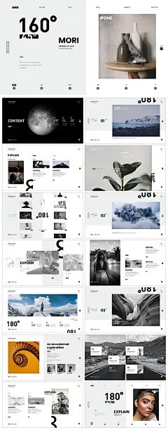 极简现代艺术设计感作品集PPT模板