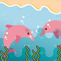 卡通,海洋生命,分离着色,可爱的,自然,粉色,野生动物,图像,海洋,壁纸
