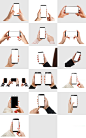 手拿手机手势高清手机样机展示手握手机手机操作手势图片PNG素材