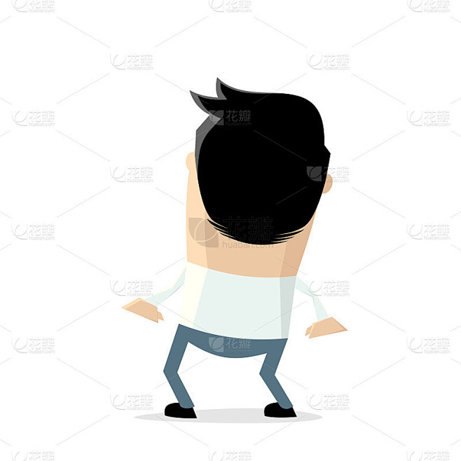 从后面看卡通人物的滑稽插画素材-花瓣网