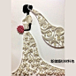 折纸新娘婚纱作品/衍纸材料包 益智美工
