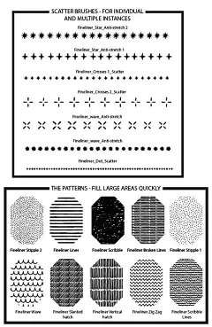 ai笔刷素材插画画笔铅笔素描水彩油漆马克笔勾线噪点矢量笔刷371-淘宝网