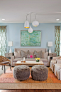 Inspiration for a transitional formal living room remodel in Charlotte with blue walls