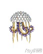 11.蒂芙尼在1998-1999 Blue Book高级珠宝系列中复刻创作的水母胸针，设计源自让?史隆伯杰，蓝宝石、月光石和钻石@北坤人素材