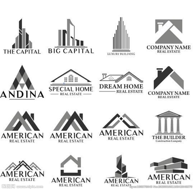 房地产LOGO模板图片,房地产LOGO模板模板下载,房地产 LOGO设计 房产LOGO 建筑LOGO 房子标志,房地产LOGO模板设计素材,昵 ...