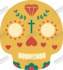 卡通骷髅高清图片 【酷图网】印花骷髅,卡通骷髅,插图,彩色骷髅,手绘