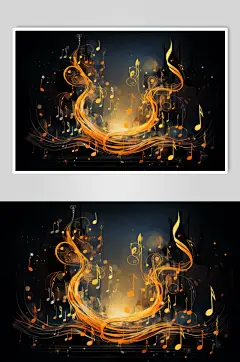 AI数字艺术音乐乐符乐谱元素插画