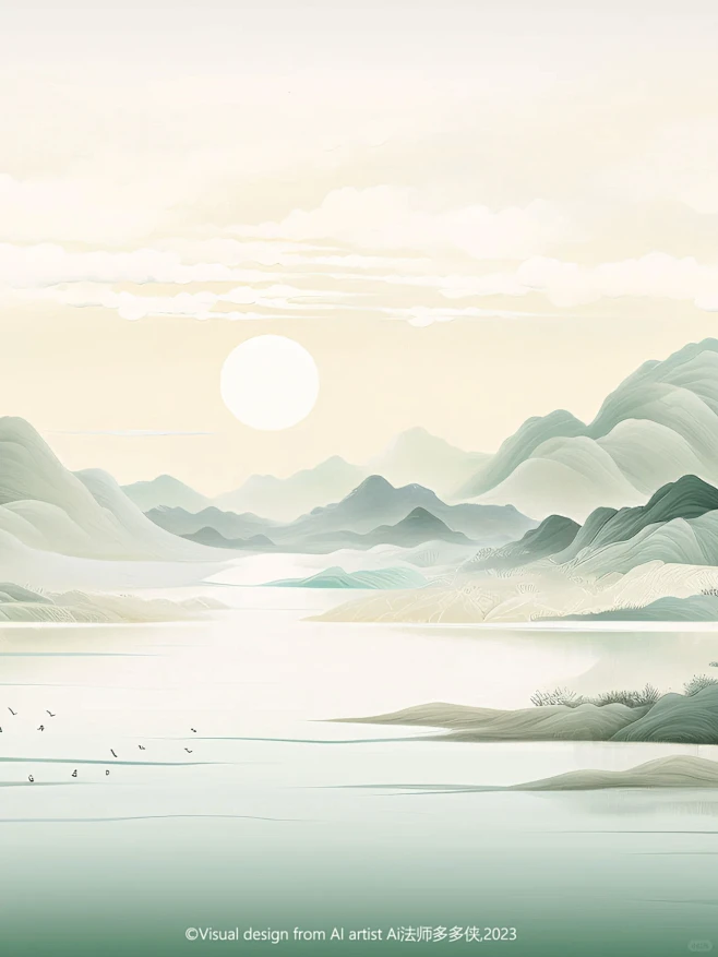 东方美学-国色粉绿|国风山水风景背景图-花瓣网