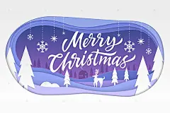 矢量 | 冬天剪纸剪贴小镇房子雪花可爱完美的圣诞贺卡-2 | 云瑞