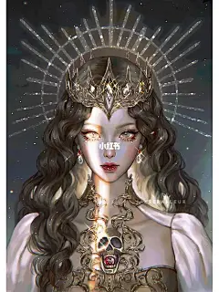 插画分享｜星光与爱河交织 : 画师：Serafleur 极致华丽的画风，闪烁的星河与光影交织，构成最唯美绝艳的阿芙洛狄忒女神✨✨   #插画  #插画分享  #寻找小红书画画大神  #绘画素材  #绘画参考  #厚涂头像  #画画