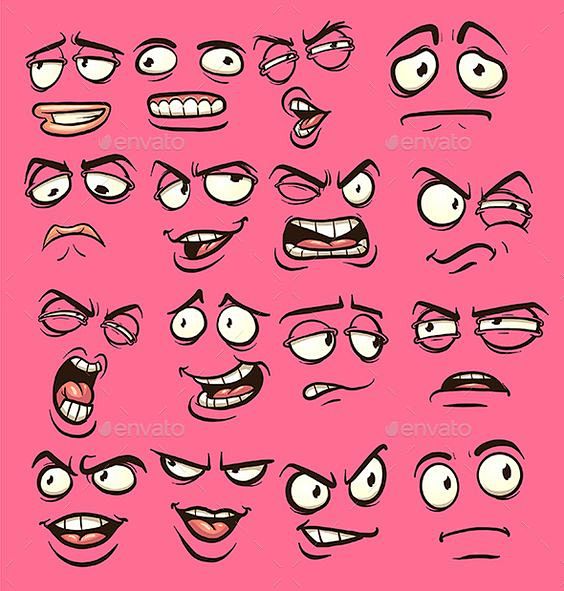 Cartoon faces with d...