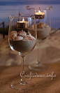 DIY Beach candles in a wine glass