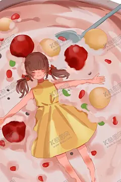 人物少女汤圆插画背景海报素材 【酷图网】人物,少女,汤圆,插画,背景,海报,素材