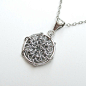 Silver chainmail pendant necklace, spiderweb pendant