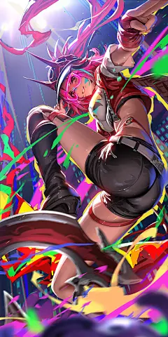 Anime 2000x4000 Rappa (Honkai: Star Rail) Honkai: Star Rail anime anime girls artwork drawing fan art Jason Liang video games video game girls low-angle portrait display long hair hat women with hats looking at viewer bent legs shorts jacket teeth pink ha