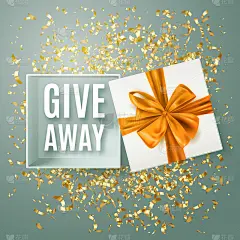 Giveaway advertisement banner with realistic open 