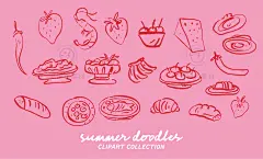 手绘法式浪漫婚礼元素蝴蝶结鲜花蛋糕酒杯美食请柬插画ai设计素材-淘宝网