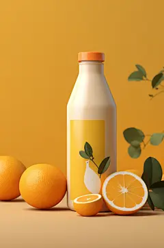 AI数字艺术饮料瓶包装样机模型