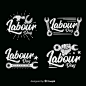Hand drawn labor day badge collection Free Vector