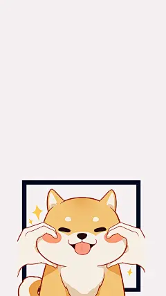 可爱卡通柴犬手绘图片手机壁纸