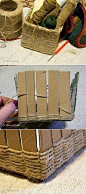 Caja de cartón y cuerda   -   Cardboard and rope box   -   Caixa com papelão e corda