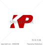 KP negative space letter logo red