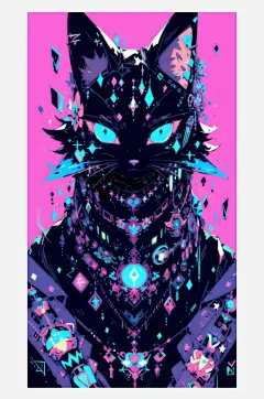 数字艺术超现实插画镭射猫插画创意猫装饰-众图网