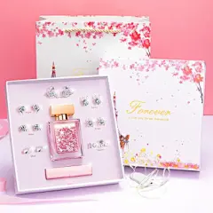 耳钉套装香水口红套装礼盒一鹿有你耳钉女士纯银生日礼物女送女友女生女朋友老婆平安夜圣诞节礼物女友网红款 一周耳钉套装【7对925银耳钉+口红+香水+礼品袋