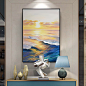 绘牛手绘油画三联客厅沙发背景墙装饰画简约餐厅大海轻奢挂画玄关-tmall.com天猫