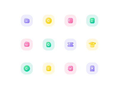 彩色面性底色圆润图标icon