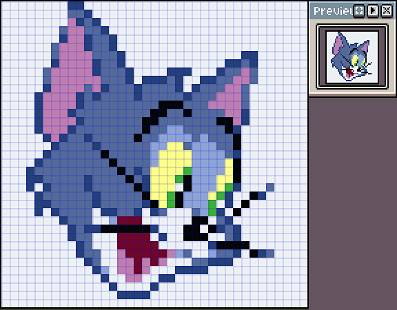 手绘像素画图案汤姆和杰瑞猫和老鼠像素画–教你画像素画