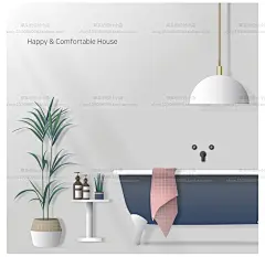 时尚简约INS风绿植室内家居装饰海报室内手绘插画设计矢量图素材-淘宝网