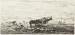 CHARLES FRANCOIS DAUBIGNY, etchings, 2, one signed in plate-1